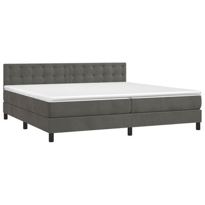 vidaXL Cama box spring colchón y LED terciopelo gris oscuro 200x200 cm