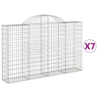 vidaXL Cestas de gaviones 7 uds forma de arco hierro 200x30x120/140 cm