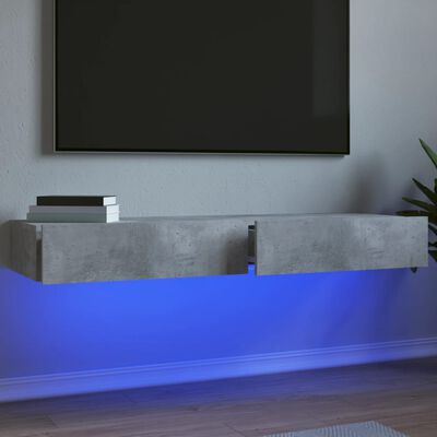 vidaXL Mueble de TV con luces LED 2 uds gris hormigón 60x35x15,5 cm