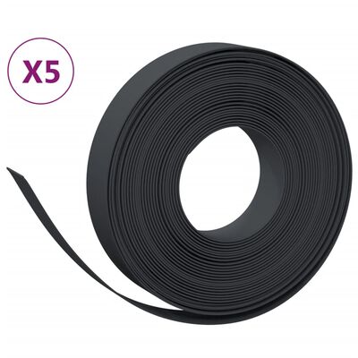 vidaXL Borduras de jardín 5 uds polietileno negro 10 m 10 cm