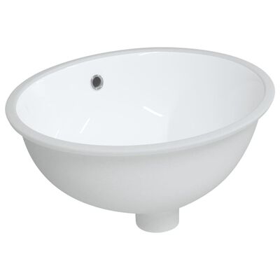 vidaXL Lavabo de baño ovalado cerámica blanco 43x35x19 cm