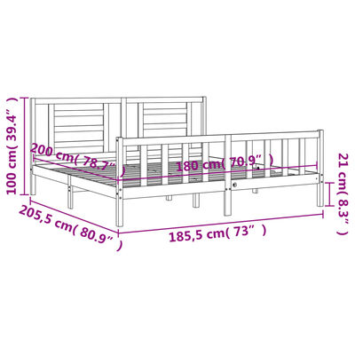 vidaXL Estructura cama de matrimonio con cabecero madera maciza blanco