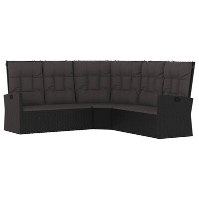 vidaXL Set de muebles de jardín 3 pzas y cojines ratán sintético negro