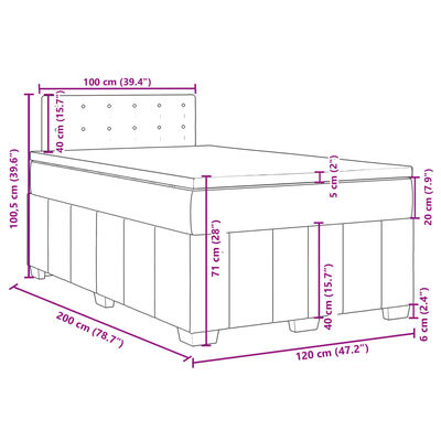 vidaXL Cama box spring con colchón tela gris claro 120x200 cm