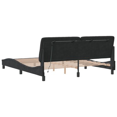 vidaXL Estructura de cama con luces LED terciopelo negro 180x200 cm