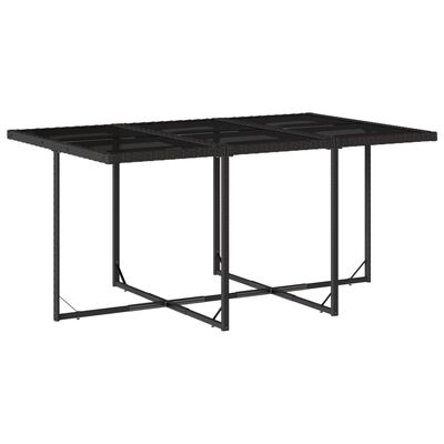 vidaXL Set de comedor de jardín 7 pzas y cojines ratán sintético negro