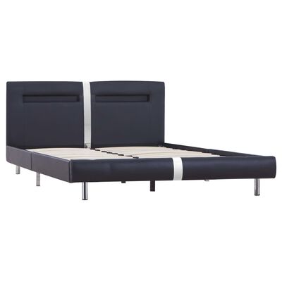 vidaXL Estructura de cama con LED sin colchón cuero negro 140x200 cm