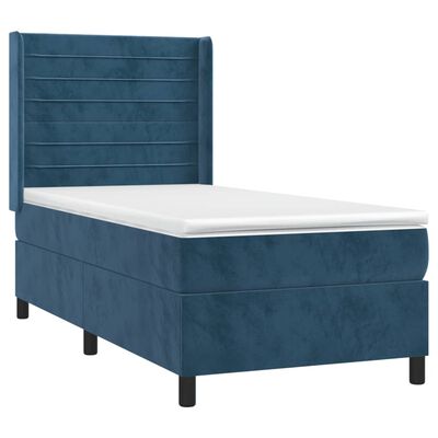 vidaXL Cama box spring con colchón terciopelo azul oscuro 80x200 cm