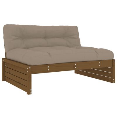 vidaXL Juego muebles jardín 4 pzas y cojines madera maciza marrón miel