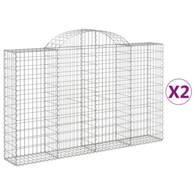 vidaXL Cestas de gaviones 2 uds forma de arco hierro 200x30x120/140cm