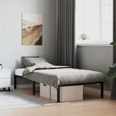 vidaXL Estructura de cama sin colchón metal negro 90x190 cm