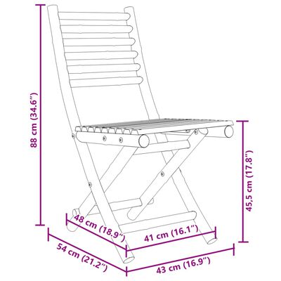 vidaXL Juego de mesa y sillas de jardín 3 piezas bambú