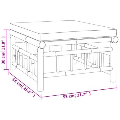 vidaXL Set de muebles de jardín 5 piezas bambú con cojines gris oscuro