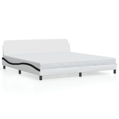 vidaXL Estructura de cama con cabecero cuero sintético blanco y negro