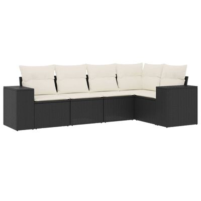 vidaXL Set de muebles de jardín 5 pzas y cojines ratán sintético negro