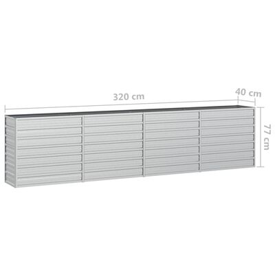 vidaXL Arriate de acero galvanizado plateado 320x40x77 cm