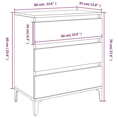 vidaXL Aparador de madera contrachapada gris Sonoma 60x35x70 cm