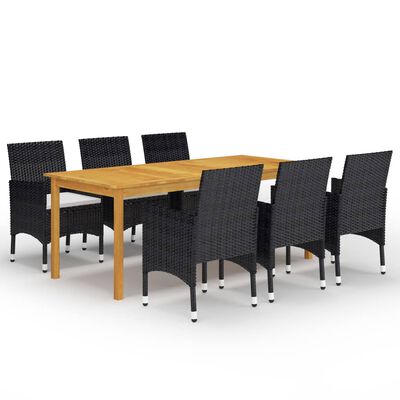 vidaXL Juego de comedor de jardín de 7 piezas negro