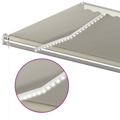 vidaXL Toldo automático con LED y sensor de viento crema 500x300 cm