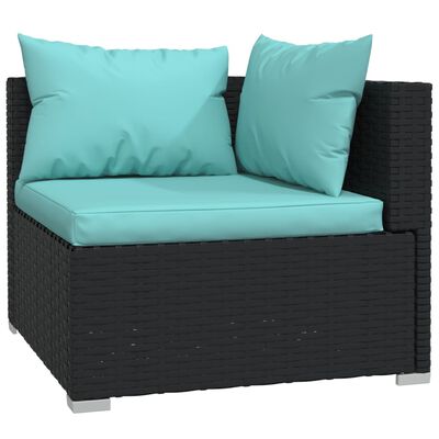 vidaXL Set de muebles de jardín 7 pzas y cojines ratán sintético negro