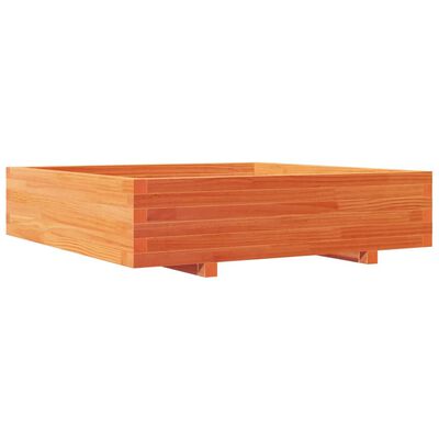 vidaXL Jardinera de madera maciza de pino marrón cera 100x100x26,5 cm