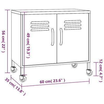 vidaXL Armario de almacenamiento acero rosa 60x35x56cm