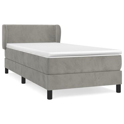 vidaXL Cama box spring con colchón terciopelo gris claro 90x190 cm