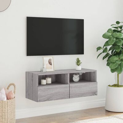 vidaXL Mueble de pared TV madera de ingeniería Sonoma gris 80x30x30 cm