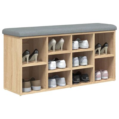 vidaXL Banco zapatero madera de ingeniería roble Sonoma 102x32x50 cm