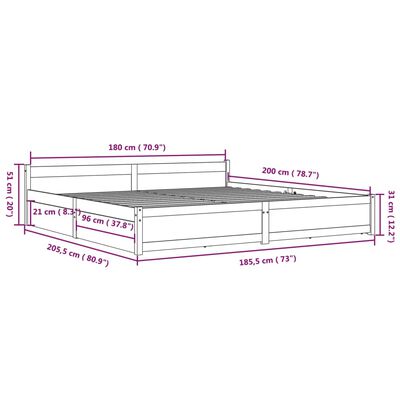 vidaXL Estructura de cama con cajones blanco 180x200 cm