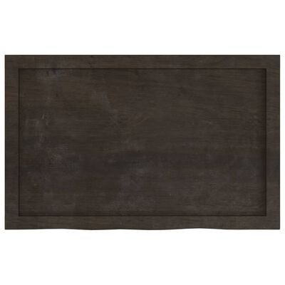 vidaXL Encimera baño madera maciza tratada marrón oscuro 80x50x(2-4)cm