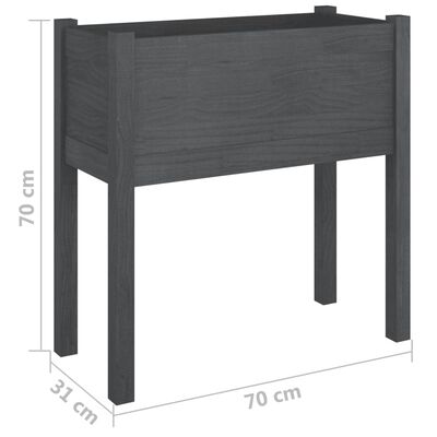 vidaXL Jardinera de madera maciza de pino gris 70x31x70 cm