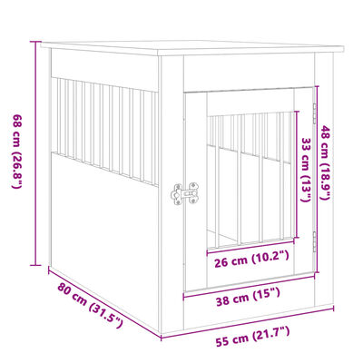 vidaXL Jaula para perros madera de ingeniería roble Sonoma 55x80x68 cm