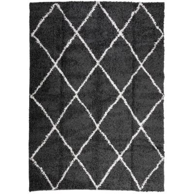 vidaXL Alfombra de pelo largo moderna PAMPLONA negro y crema 200x280cm