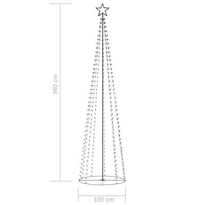 vidaXL Árbol de Navidad forma de cono 400 LED blanco cálido 100x360 cm