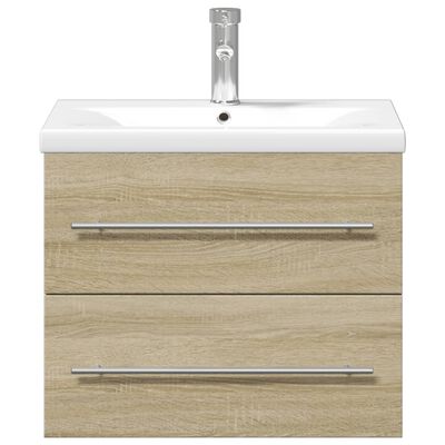 vidaXL Mueble de baño con lavabo integrado roble Sonoma