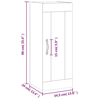 vidaXL Armario de pared roble Sonoma 34,5x34x90 cm