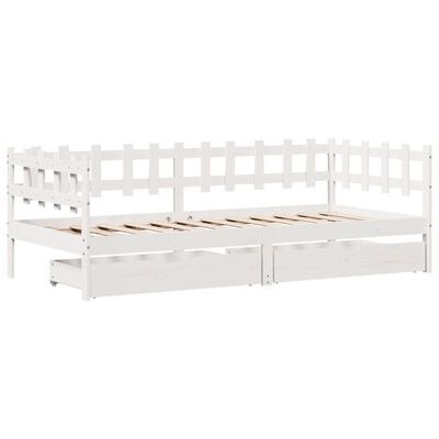 vidaXL Sofá cama con cajones madera maciza de pino blanca 80x200 cm