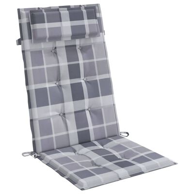 vidaXL Cojines de silla respaldo alto 6 uds tela Oxford a cuadros gris