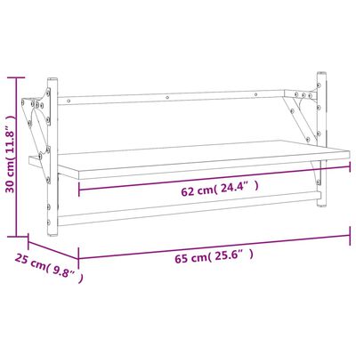 vidaXL Estantes de pared con barras 2 uds marrón roble 65x25x30 cm