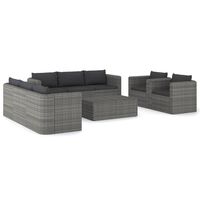 vidaXL Set de muebles de jardín 9 pzas y cojines ratán sintético gris