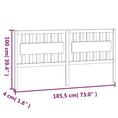 vidaXL Cabecero de cama madera maciza de pino negro 185,5x4x100 cm