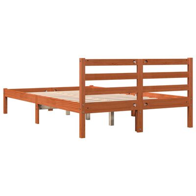 vidaXL Cama sin colchón madera maciza de pino marrón cera 140x200 cm