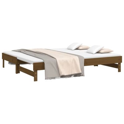 vidaXL Sofá cama extraíble madera de pino marrón miel 2x(80x200) cm