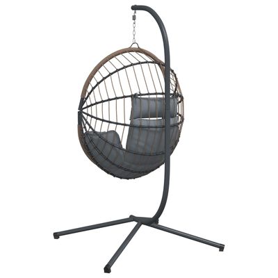 vidaXL Silla colgante huevo con soporte ratán y acero gris claro