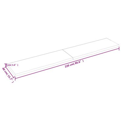 vidaXL Encimera de baño madera tratada marrón oscuro 220x40x(2-4) cm