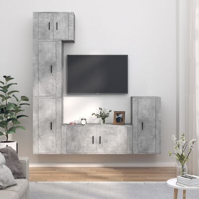 vidaXL Set de muebles de TV 5 pzas madera contrachapada gris hormigón