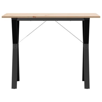 vidaXL Mesa de comedor marco Y madera maciza pino y hierro 100x50x75cm