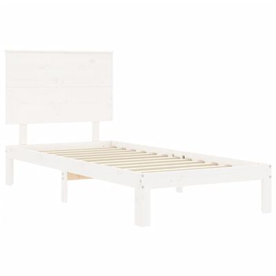 vidaXL Estructura de cama con cabecero madera maciza blanco 100x200 cm