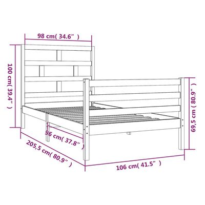 vidaXL Estructura de cama madera maciza de pino 100x200 cm